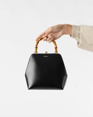 Jil Sander Goji Small Bamboo Top-Handle Bag in Black