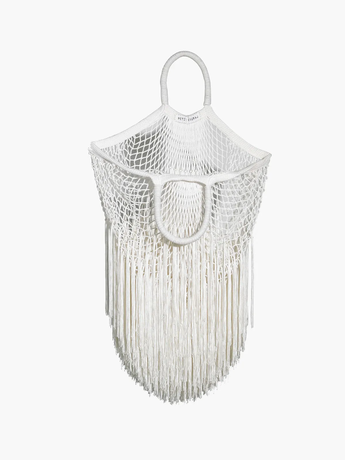 Large Fringe Tote | White