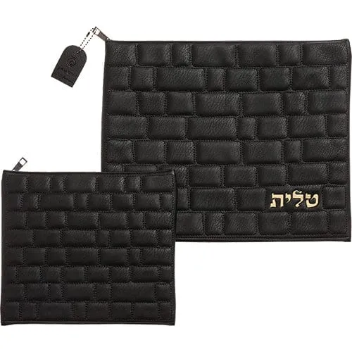 Leatherette Talit - Tefilin Set 36*29 Cm With Embossed Logo