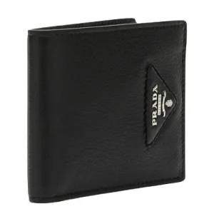 LOGO DEATAILED GRAINY LEATHER BILLFOLD WALLET