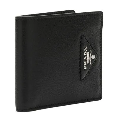 LOGO DEATAILED GRAINY LEATHER BILLFOLD WALLET