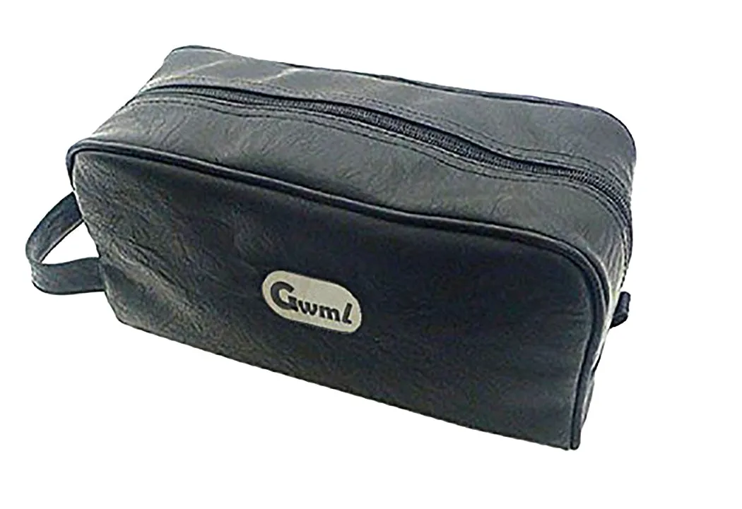 Men's Toiletry Bag Leather Look-Alike Black Vinyl Fully Lined Inside Pocket 37112