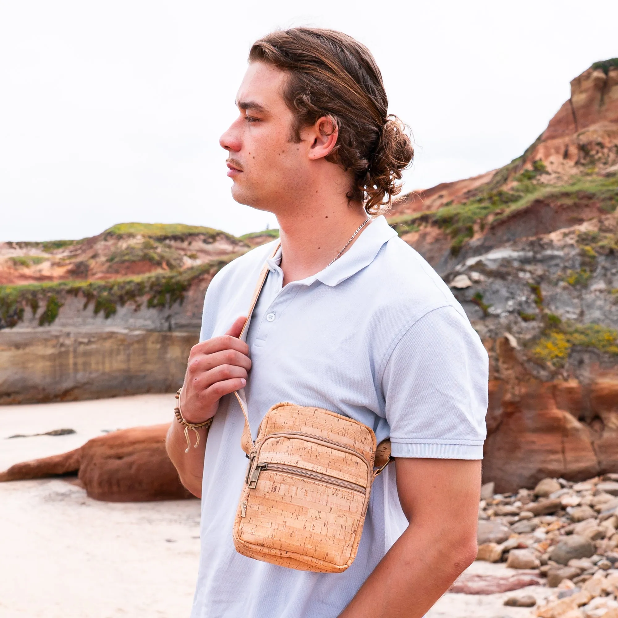 Men's Zipper Cork Messenger Bag  BAG-2246