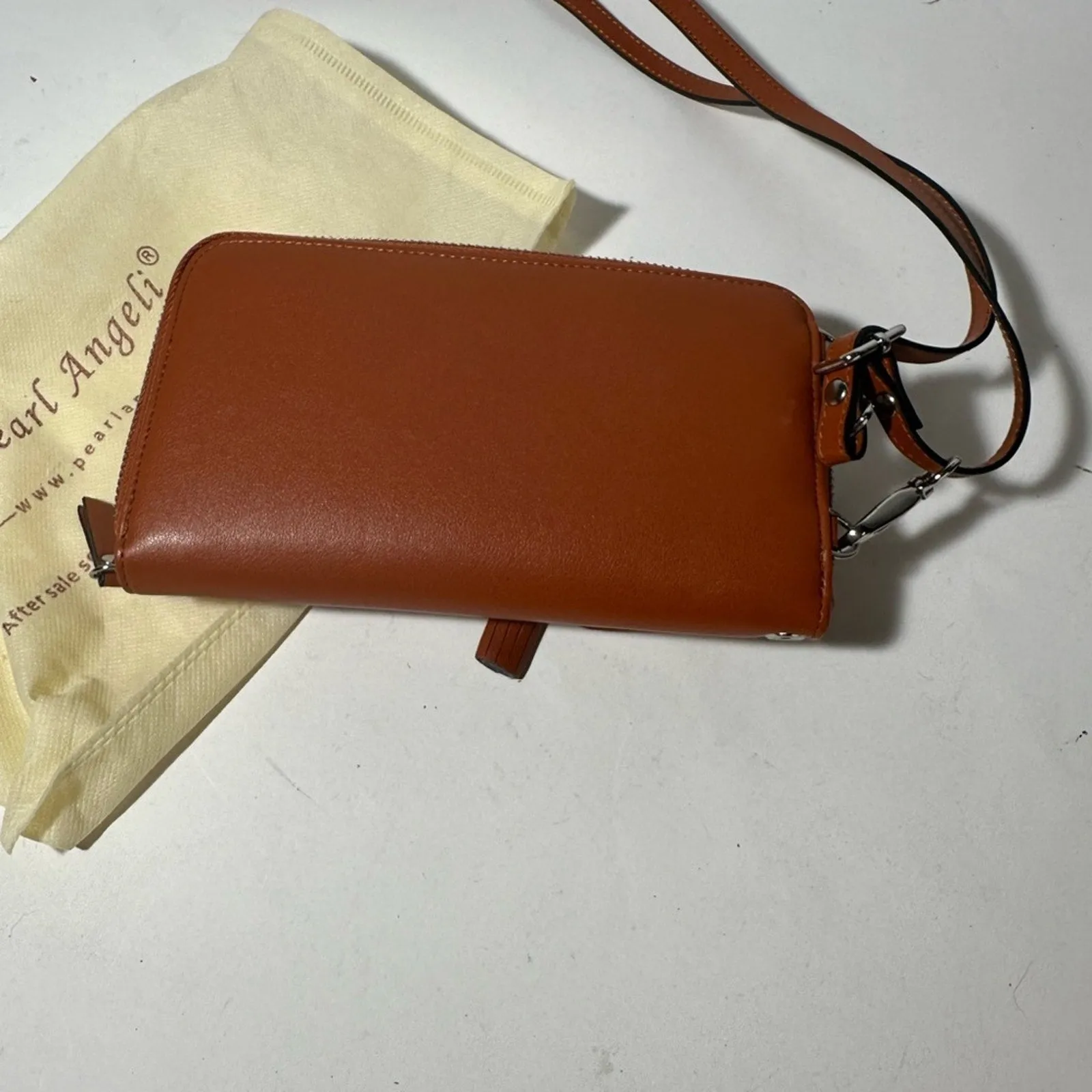 Palm Angels Brown Leather Crossbody Bag with Minimalist Design