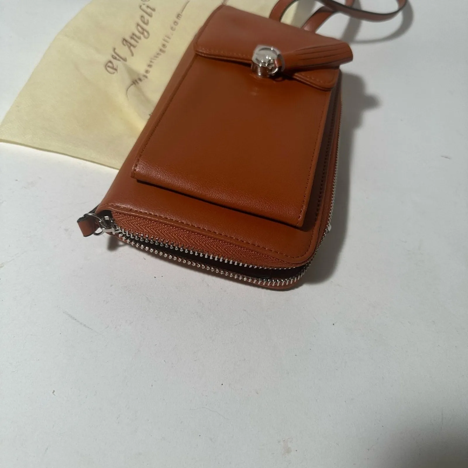 Palm Angels Brown Leather Crossbody Bag with Minimalist Design