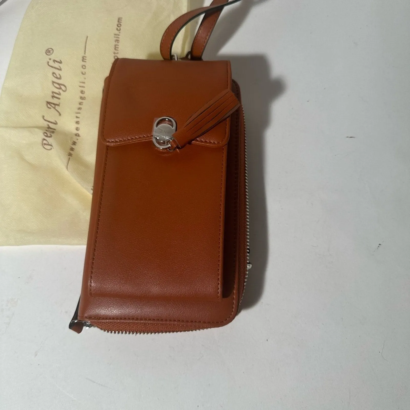 Palm Angels Brown Leather Crossbody Bag with Minimalist Design