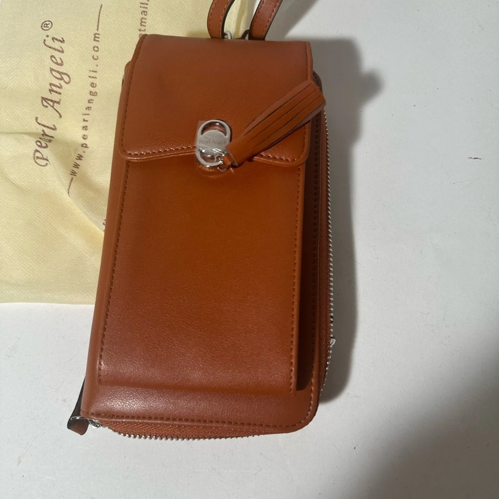Palm Angels Brown Leather Crossbody Bag with Minimalist Design