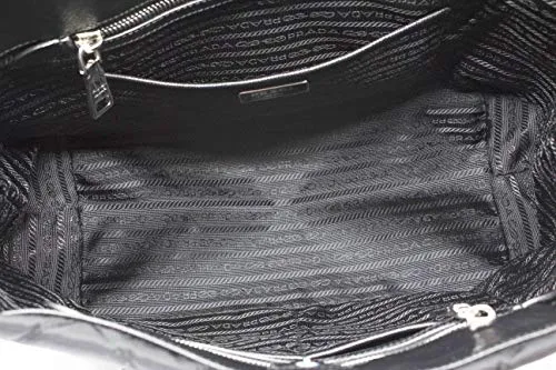 Prada Midnight Black Quilted Tessuto Chain Designer Shoulder Tote