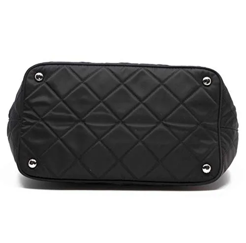 Prada Midnight Black Quilted Tessuto Chain Designer Shoulder Tote
