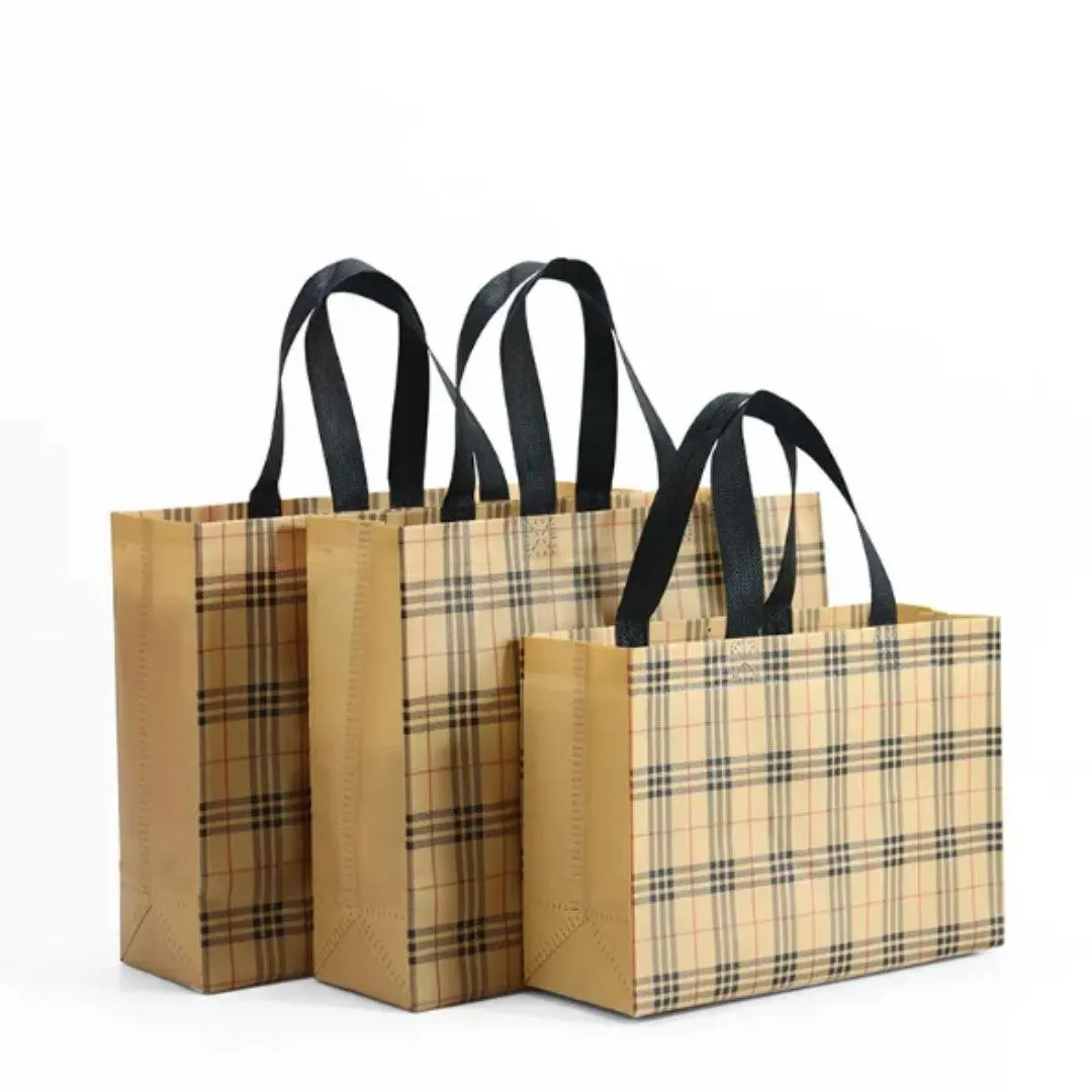 PVC Lamination Bags |  Brown LV Checks design | Non Woven Design |