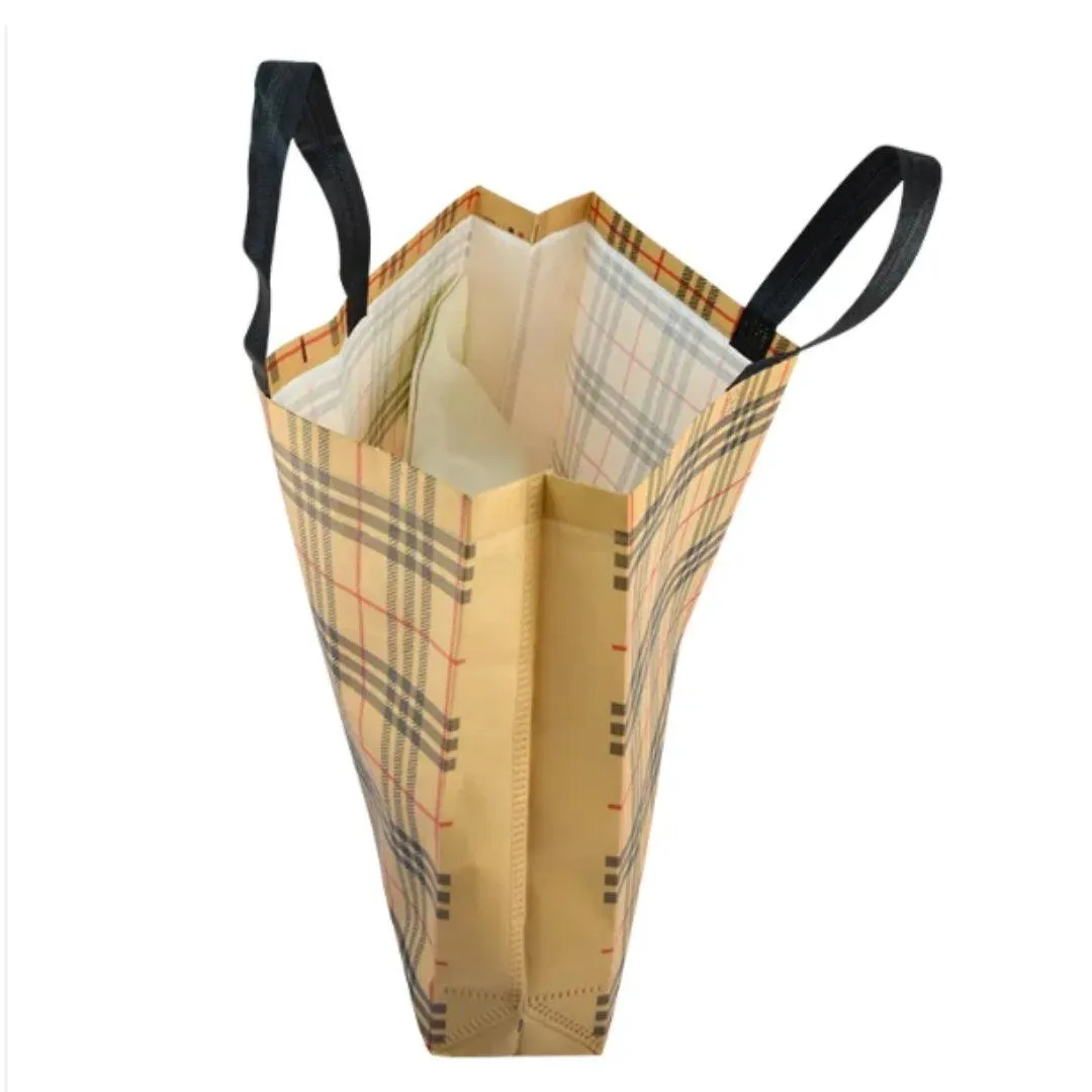 PVC Lamination Bags |  Brown LV Checks design | Non Woven Design |