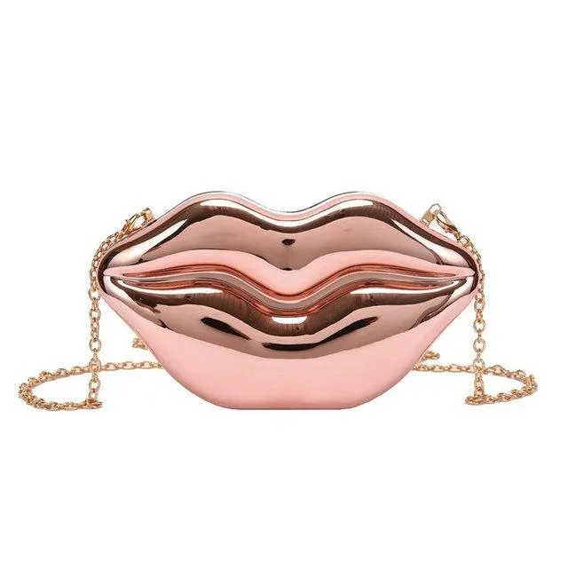 "Women's Cute Red Lips Purse: Acrylic Red-Mouth Clutch Bag, Shoulder Crossbody Bag"