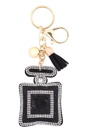 RECTANGLE LENS SHAPE RHINESTONE TASSEL KEYCHAIN