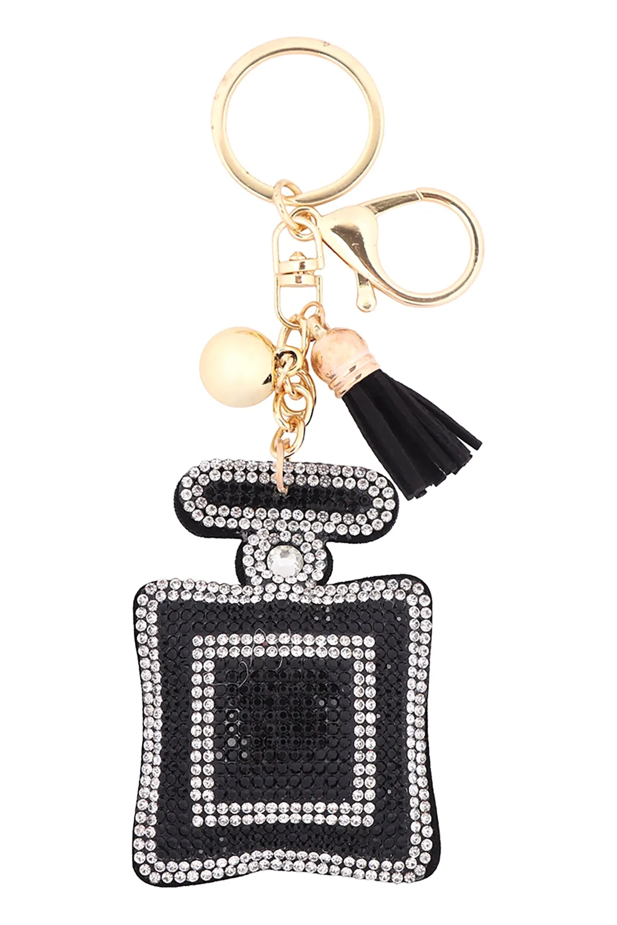 RECTANGLE LENS SHAPE RHINESTONE TASSEL KEYCHAIN