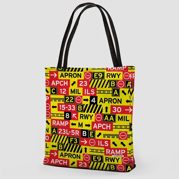 Runway Signs - Tote Bag