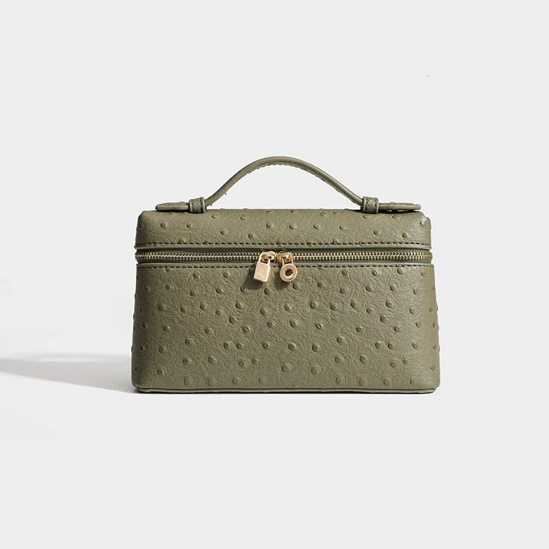 SEALBEER LP19 leather handbag popular new small square bag ostrich pattern lunch box bag high-end  shoulder messenger bag
