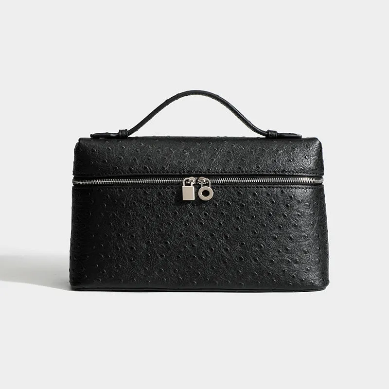 SEALBEER LP19 leather handbag popular new small square bag ostrich pattern lunch box bag high-end  shoulder messenger bag