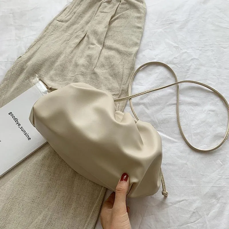 Simple and Elegant Pleated Clutch Cross-body Shoulder Bag
