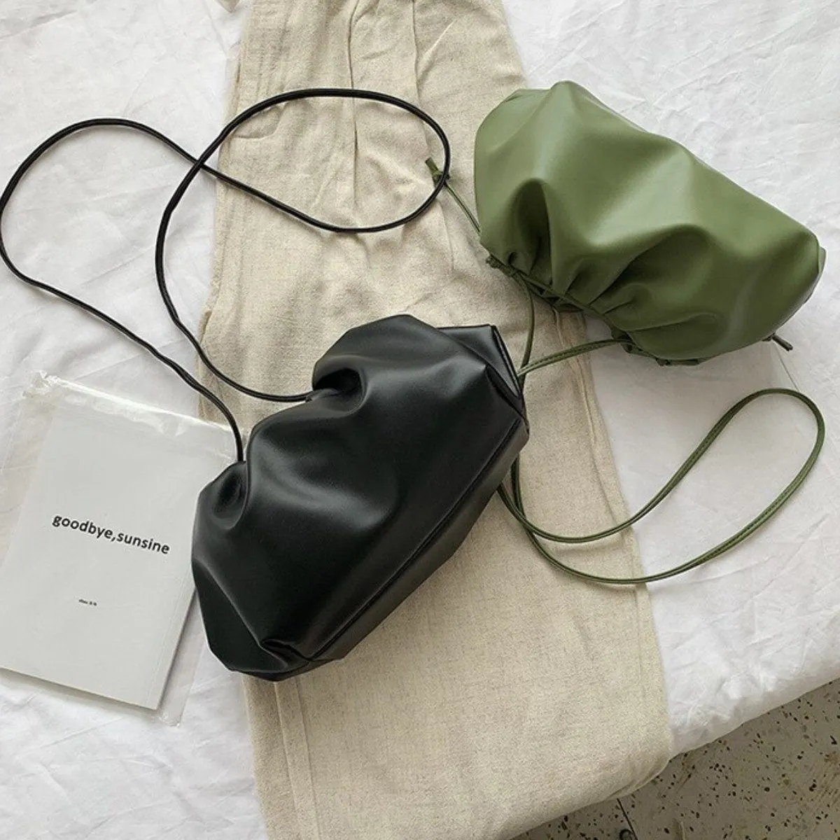Simple and Elegant Pleated Clutch Cross-body Shoulder Bag