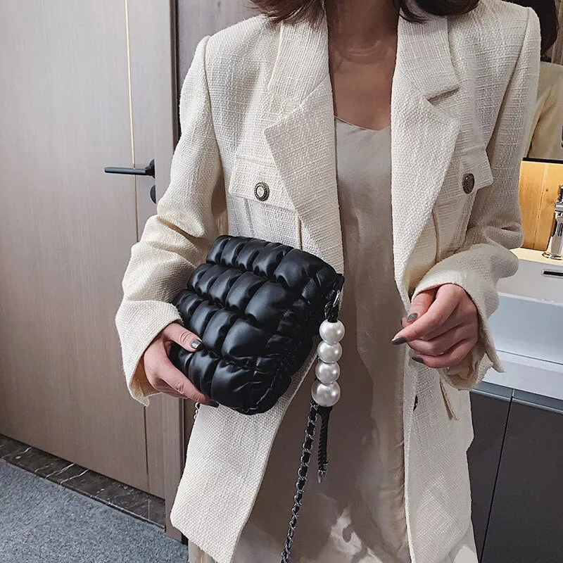 Simple Grid Designer PU Leather Crossbody Bags for Women 2021 Fashion Branded Luxury Chain Shoulder Simple Handbags and Purses