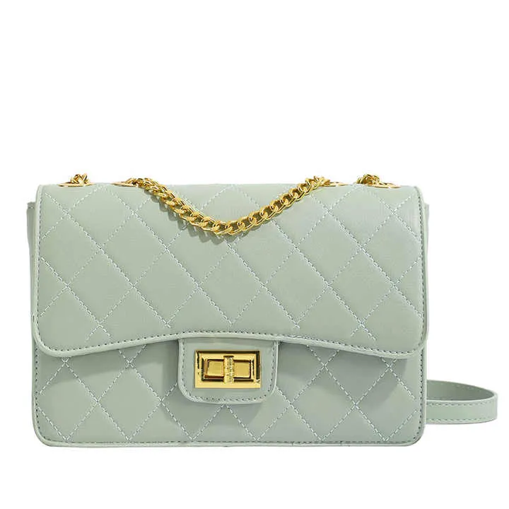 Solid Color Genuine Leather Diamond-حقيبة كتف نسائية أنيقة