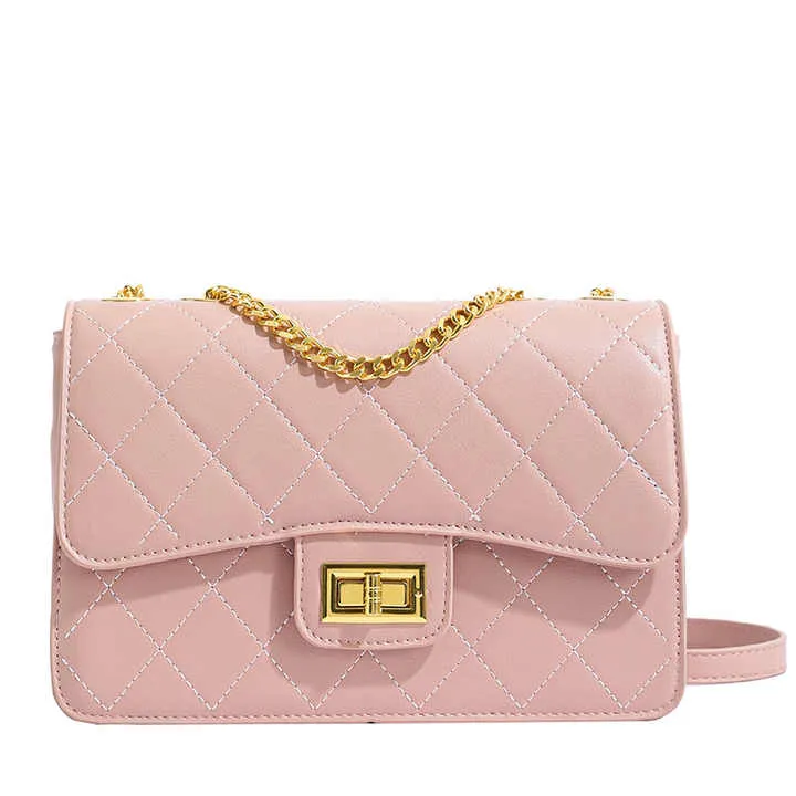 Solid Color Genuine Leather Diamond-حقيبة كتف نسائية أنيقة