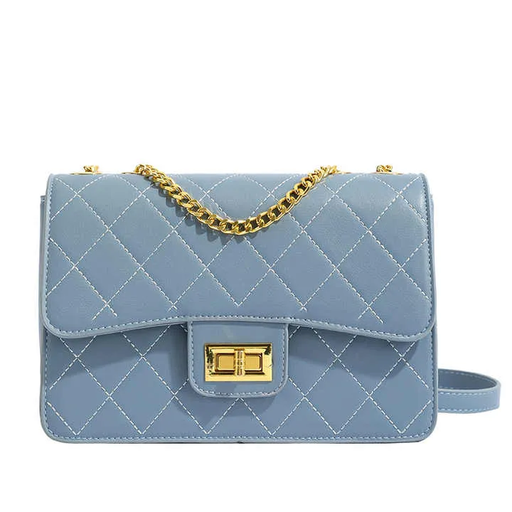 Solid Color Genuine Leather Diamond-حقيبة كتف نسائية أنيقة