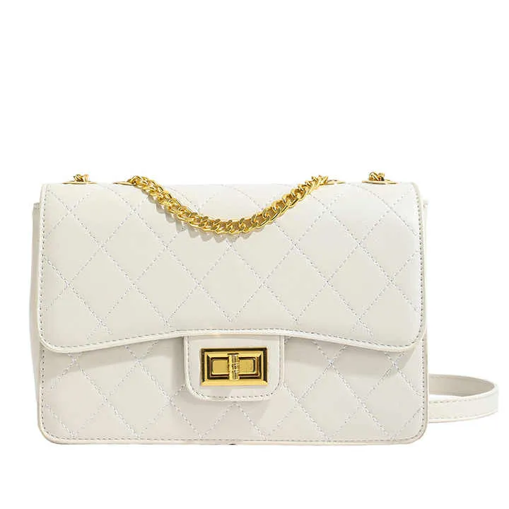 Solid Color Genuine Leather Diamond-حقيبة كتف نسائية أنيقة