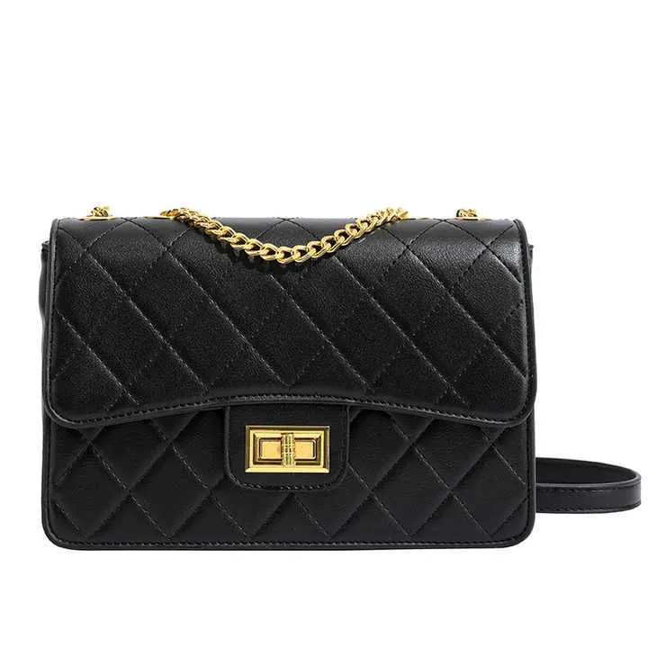 Solid Color Genuine Leather Diamond-حقيبة كتف نسائية أنيقة