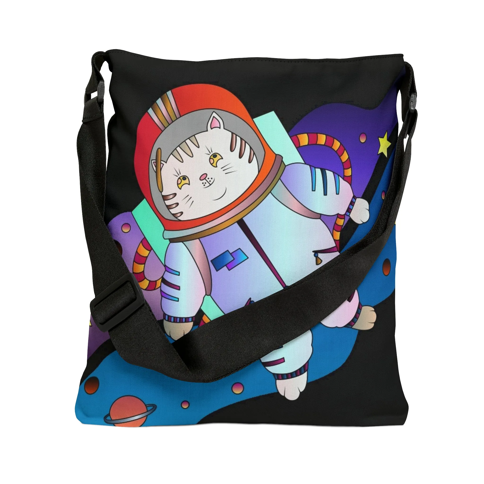 Space Kitty Adjustable Tote Bag-Art Work By Paul Brooks