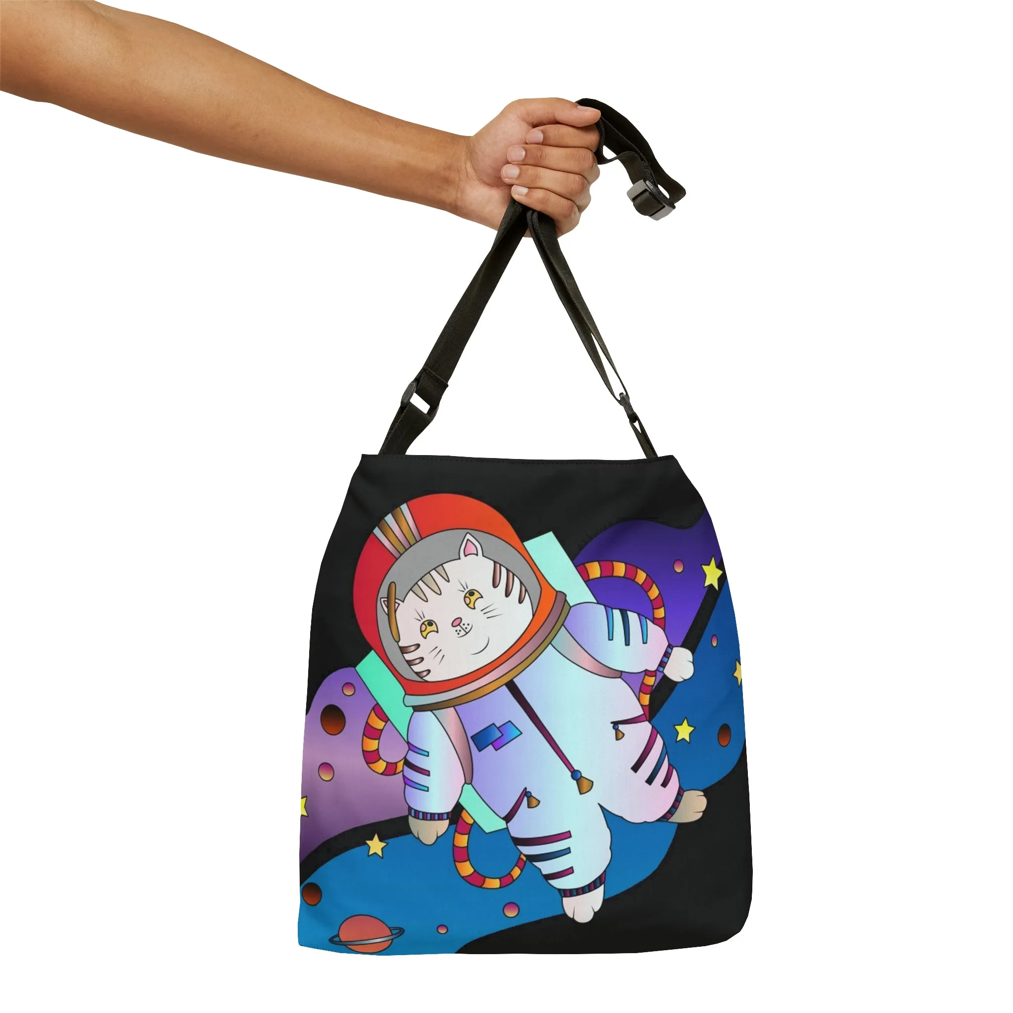 Space Kitty Adjustable Tote Bag-Art Work By Paul Brooks