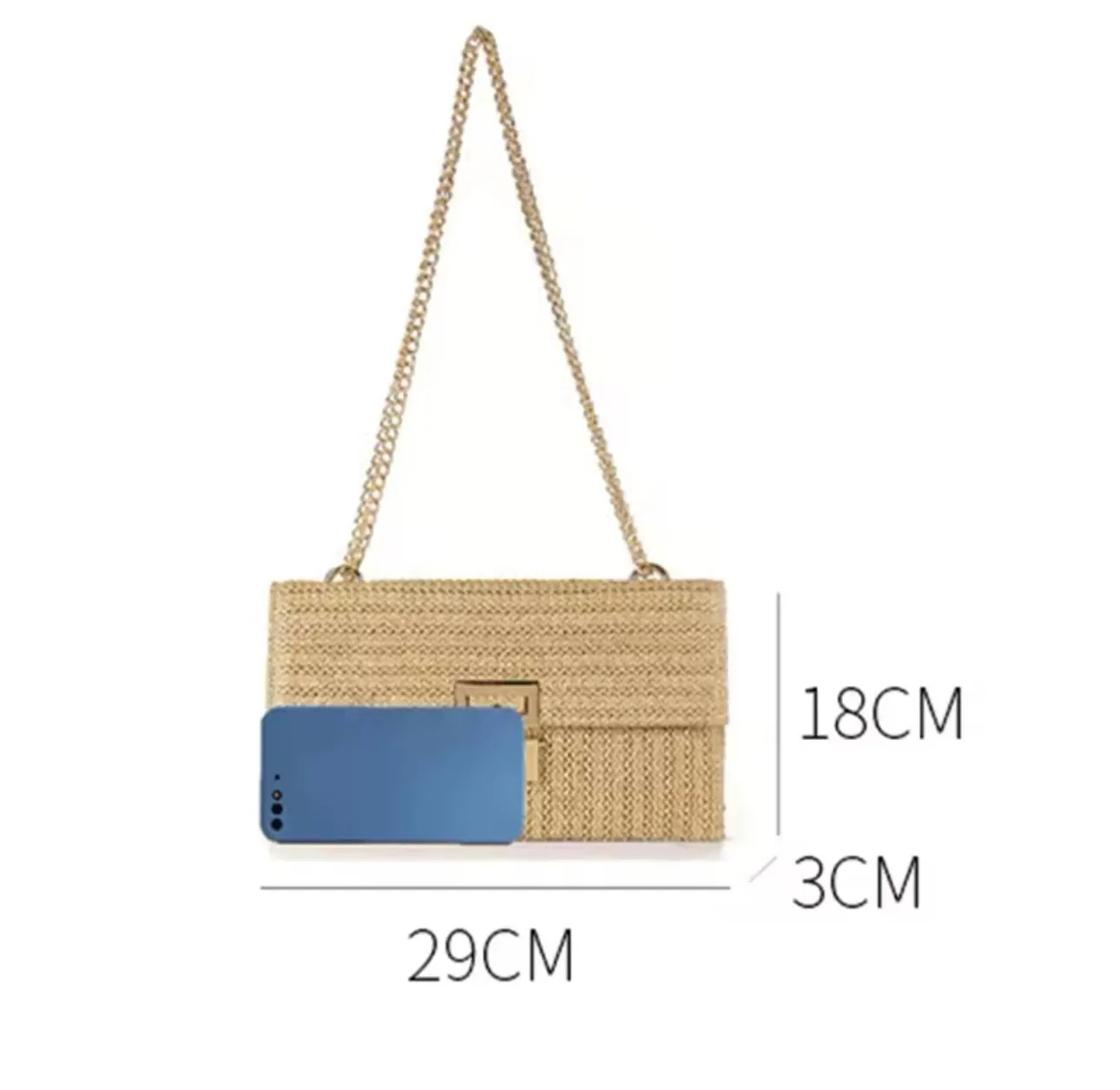 Straw Clutch Bag Stela with Chain