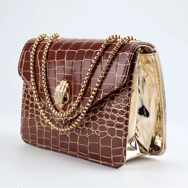 Stylish Crocodile Pattern Flap Open Shoulder Bags for Girls #KG-443 #22