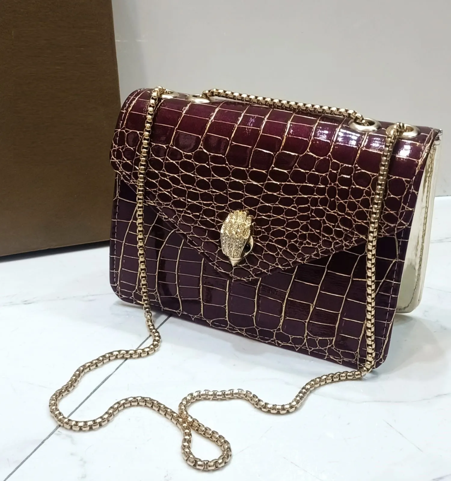 Stylish Crocodile Pattern Flap Open Shoulder Bags for Girls #KG-443 #22