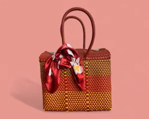 Terracotta MexiMexi Handbag with White Camellia Furoshiki