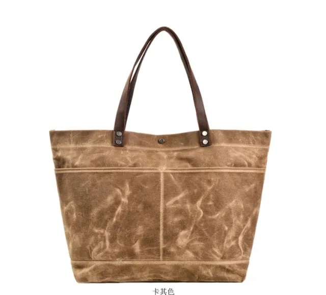 Waxed Canvas Style Simple Shoulder Bag