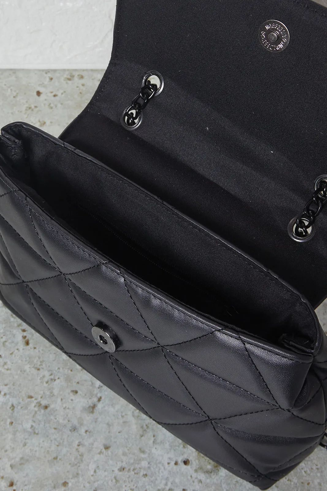 Women Black Quilted Flap Messenger Handbag