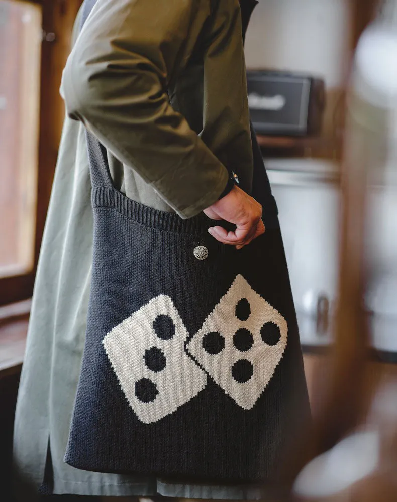 Workwear Lucky Dice Knitted Contrast Color Wool Men's Bag