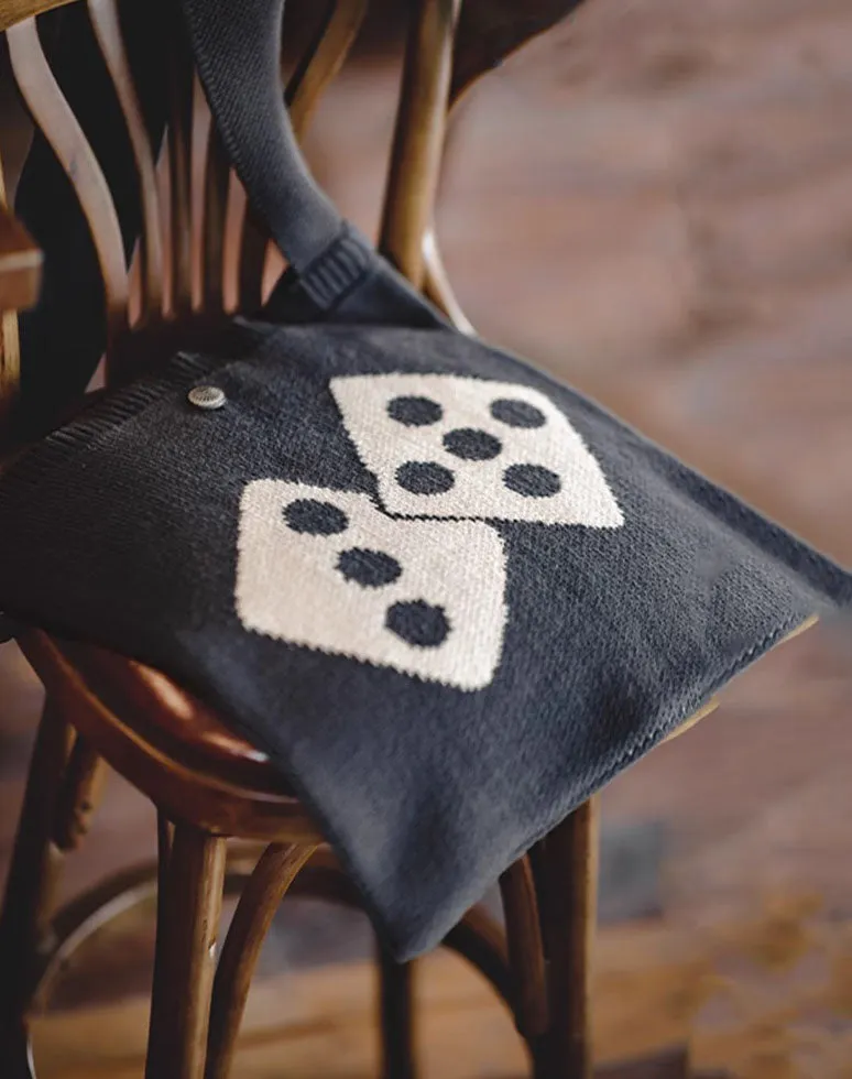 Workwear Lucky Dice Knitted Contrast Color Wool Men's Bag